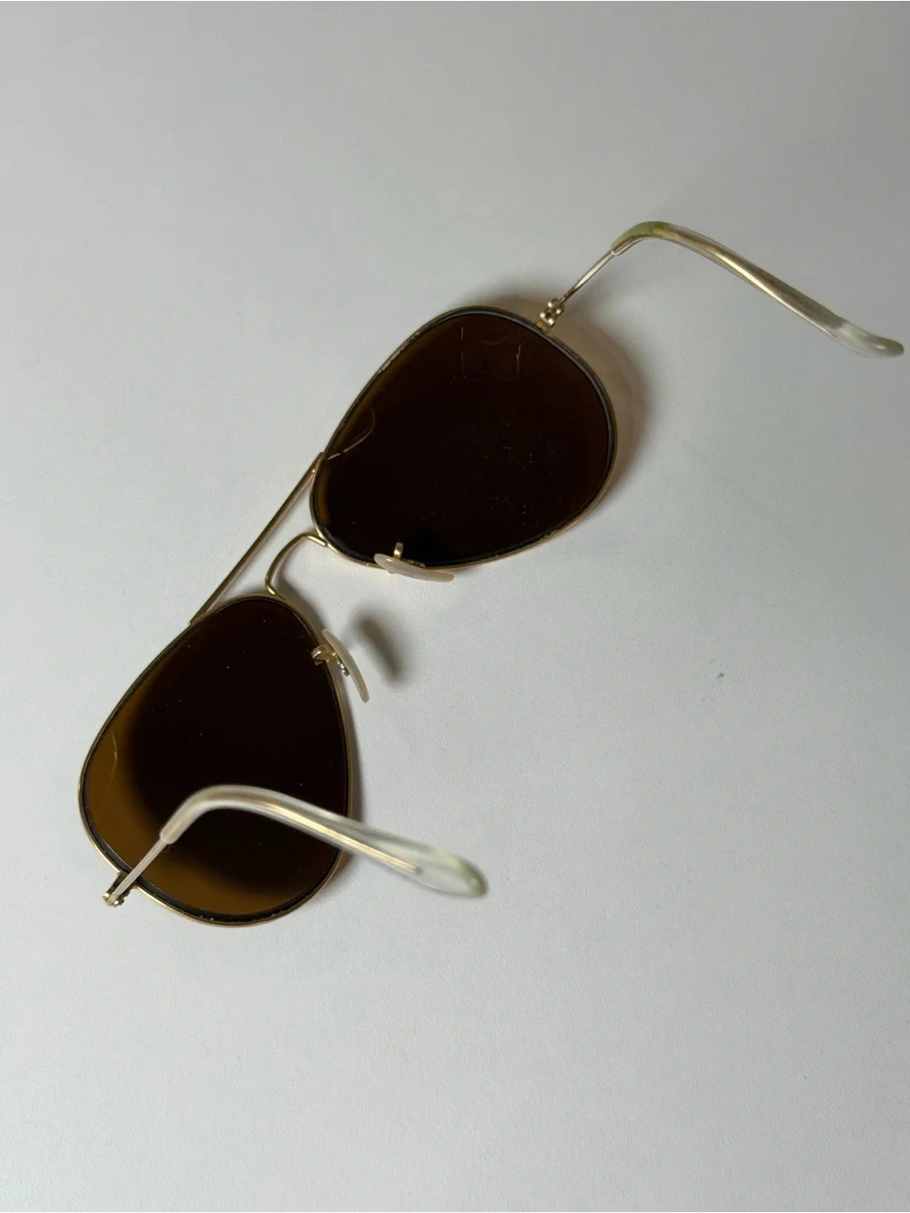 Vintage Authentic Ray-Ban Gold Frame Brown Lens Large Aviator Sunglasses